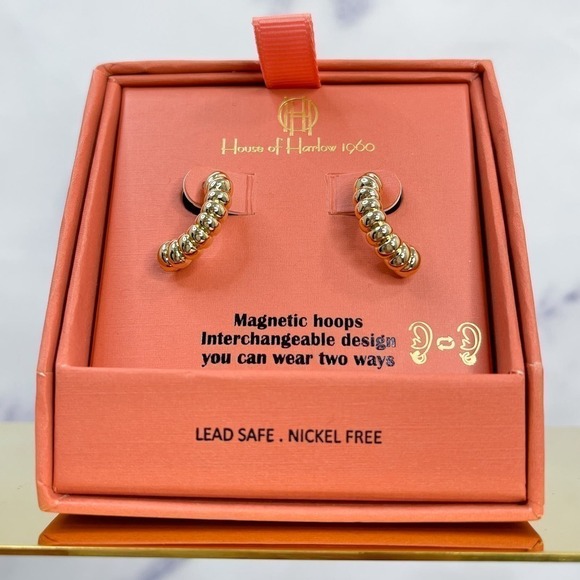 House of Harlow 1960Gold-Tone Magnetic Hoop Earrings